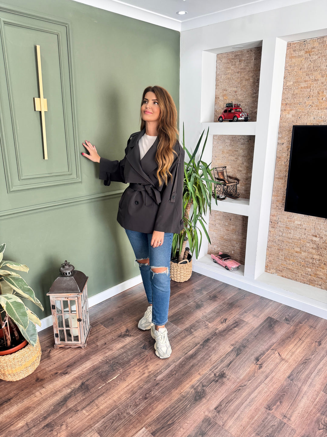 Antrasit oversize trençkot