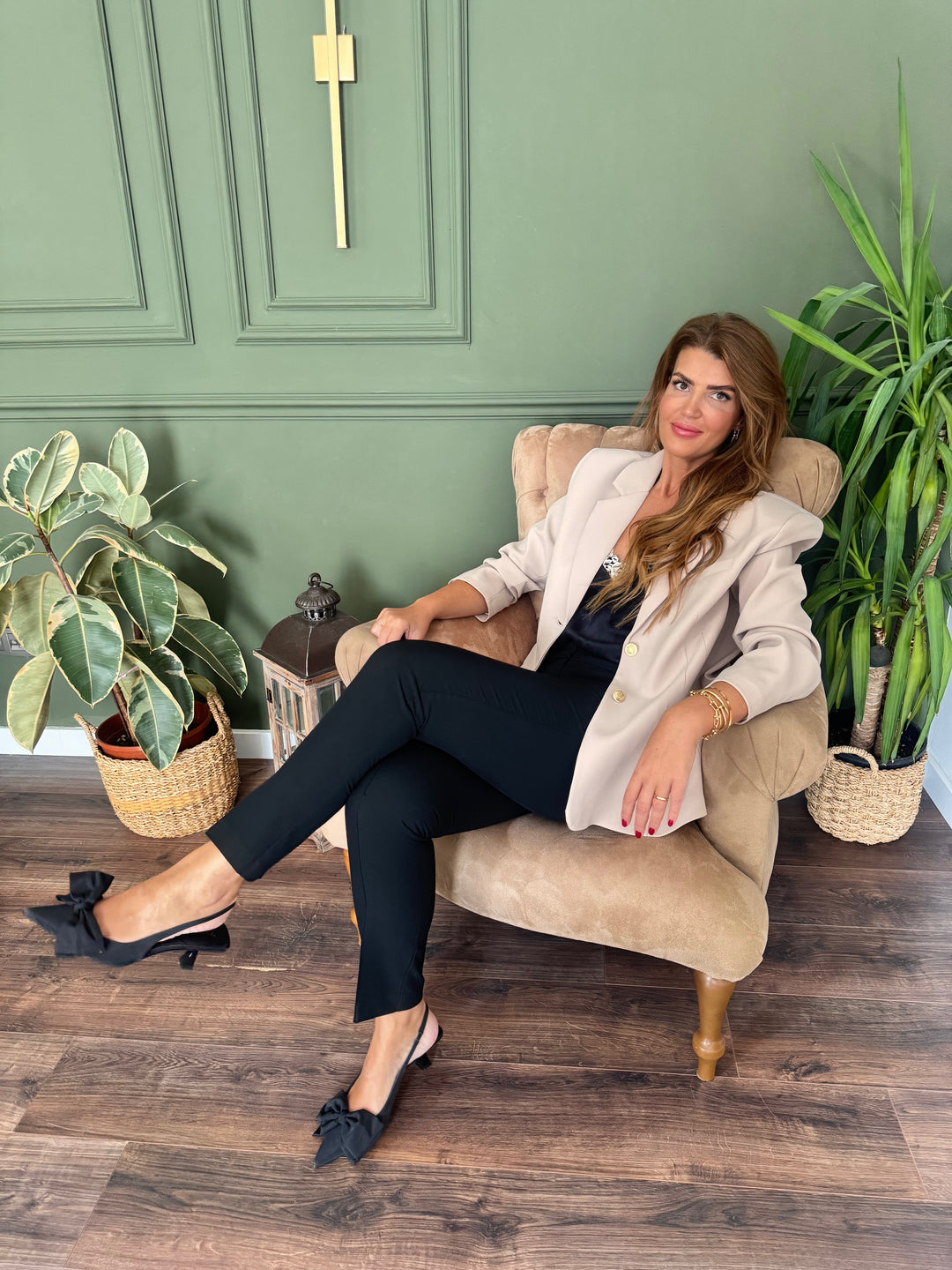 Ekru gold düğmeli ceket