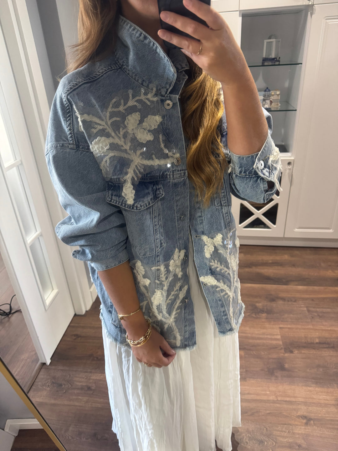 Nakış detaylı jean ceket