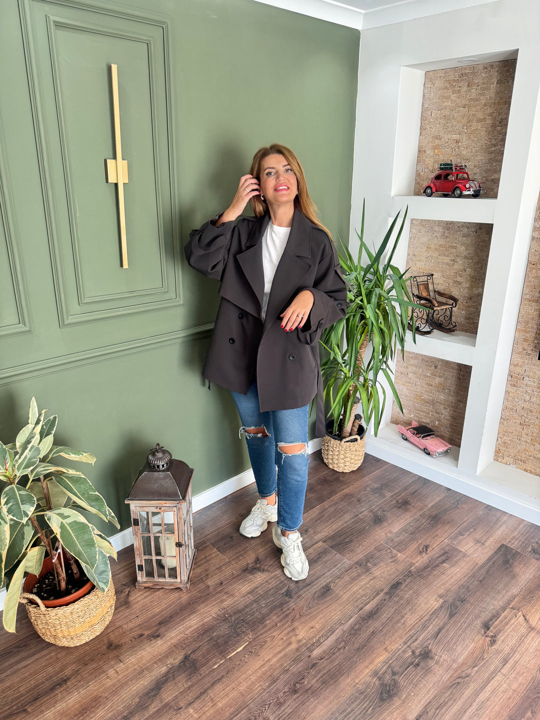 Antrasit oversize trençkot